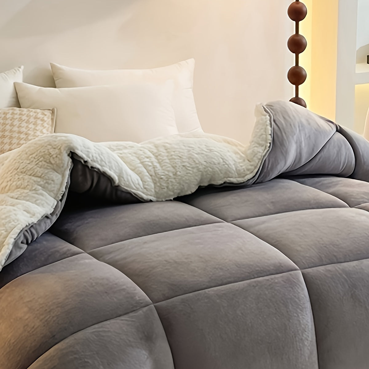 1er couvre-lit en peau de mouton Gezellige - Zacht, chaud, polaire toutes saisons avec couleur rouge et crème, lavage en machine, parfait pour le confort de la porte du jardin, polaire Gezellige