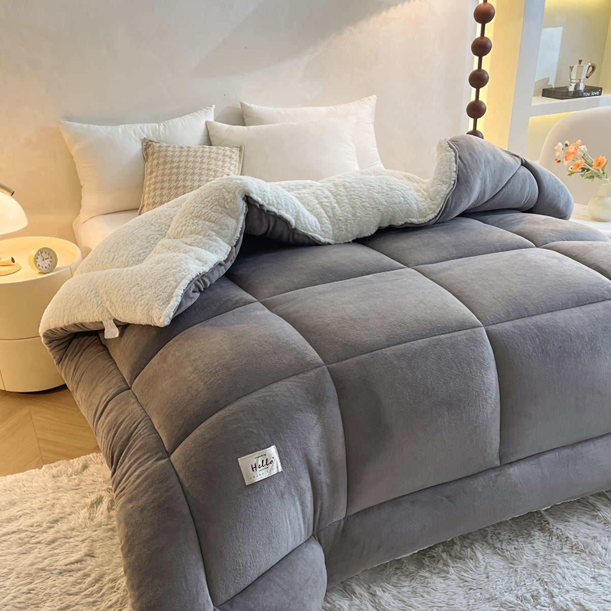 1er couvre-lit en peau de mouton Gezellige - Zacht, chaud, polaire toutes saisons avec couleur rouge et crème, lavage en machine, parfait pour le confort de la porte du jardin, polaire Gezellige